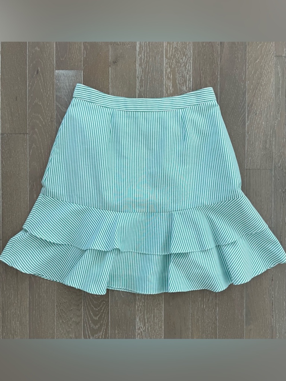 Hutch Green & White Striped Ruffle Skirt | Size 8 | EUC